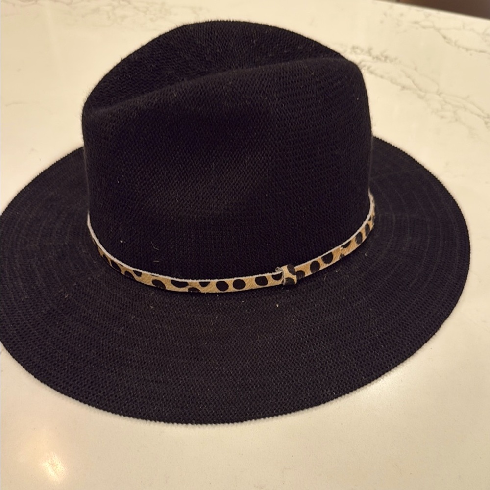 Black Fedora Hat with Leopard Band